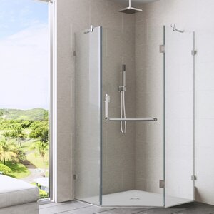 Piedmont 40 x 40-in. Frameless Neo-Angle Shower Enclosure with .375-in. Clear Glass and Chrome Hardware