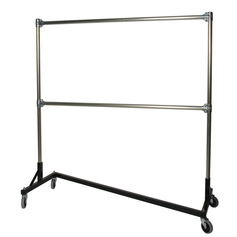 Quality Fabricators 63 W Heavy Duty Double Rail Garment Rack