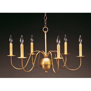 Sockets S-Arms Hanging 6-Light Candle-Style Chandelier