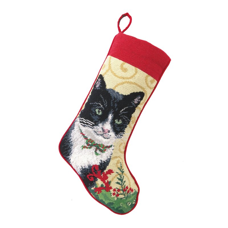 The Holiday Aisle® Cat Needlepoint Stocking & Reviews | Wayfair
