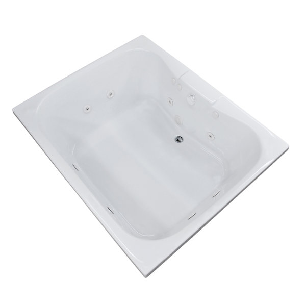 Dominica 58 x 40.5 Rectangular Whirlpool Jetted Bathtub with Center Drain by Spa Escapes