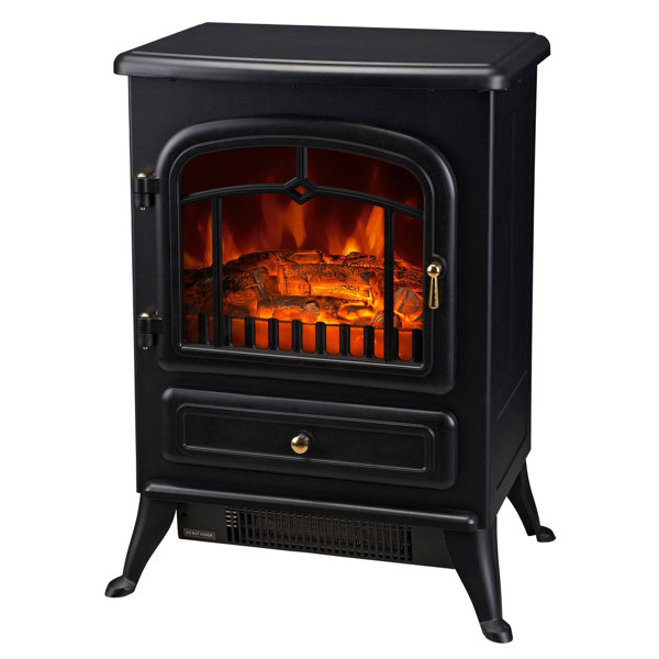 HomCom 16 1500W Free Standing Electric Wood Stove Fireplace Heater - Black by HomCom