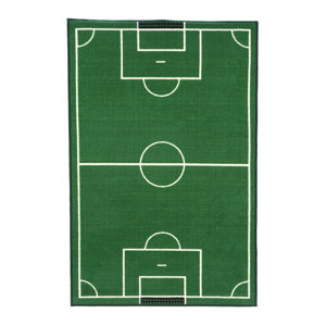 Fun Time Soccer Field Sports Area Rug