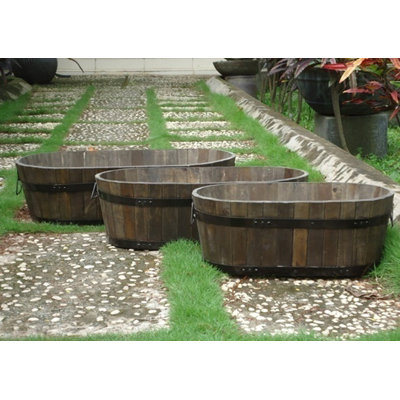 Wood Barrel Planter Happy Planter