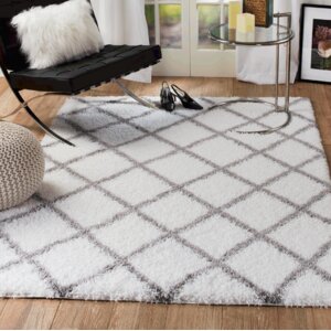 Supreme Shag Diamond White/Gray Area Rug