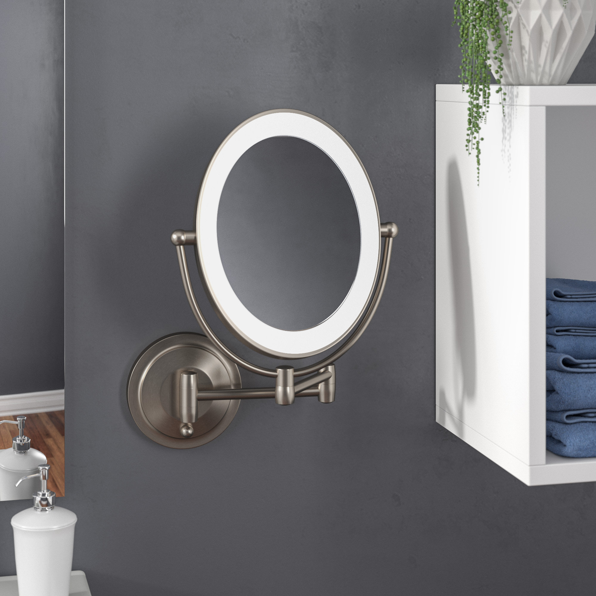 Howell Cordless Dual Led Lighted Oval Wall Mount Mirror With 1x And 10x Magnification Howell Cordless Dual Led Lighted Oval Wall Mount Mirror With 1x And 10x Magnification