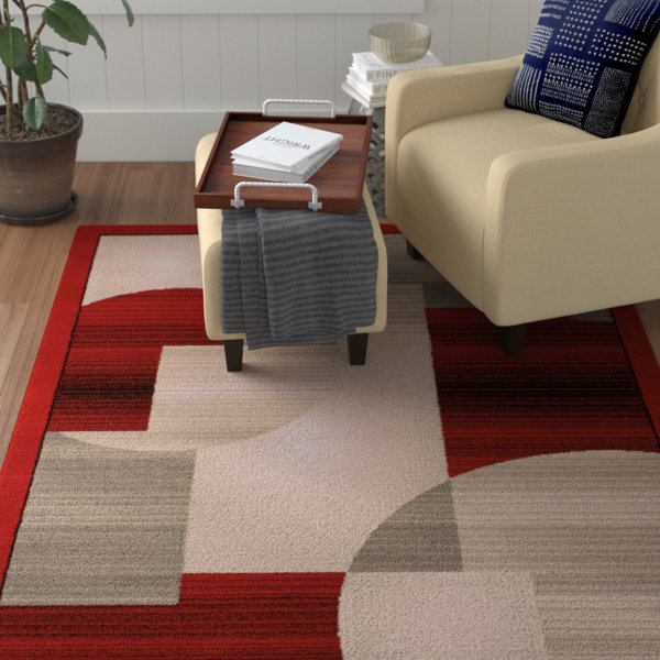 Jerome Red/Gray Area Rug by Winston Porter