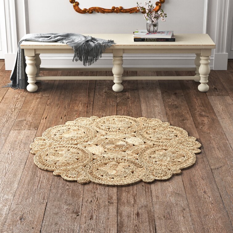 Jute Natural Braided Rug 100% Handmade White Area Floor Rug Vaious SIze