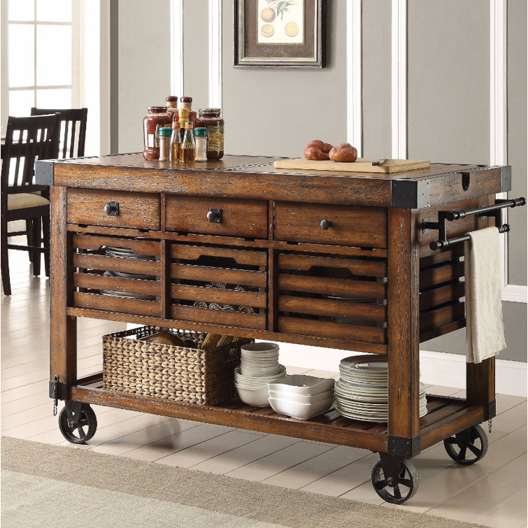 Gracie Oaks Belfield Wood Metal Kitchen Cart Wayfair