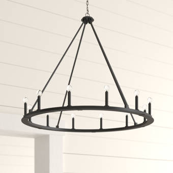 Laurel Foundry Modern Farmhouse Shayla 12 Light Candle Style Wagon Wheel Chandelier Reviews Wayfair