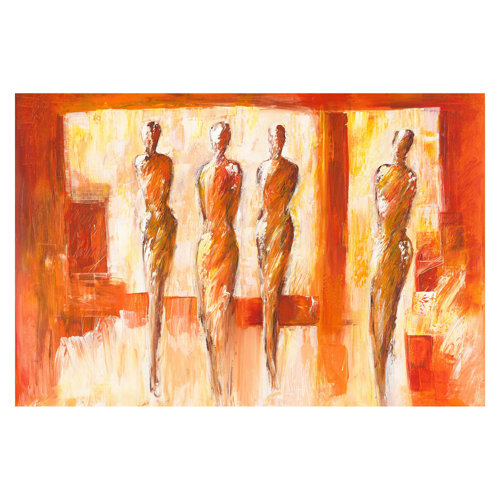 'Four Figures in Orange' by Petra Schüßler 2.55m x 3.84m Embossed Matte Peel & Stick Wallpaper Roll East Urban Home