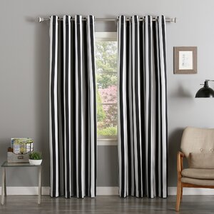Striped Semi-Sheer Grommet Curtain Panels (Set of 2)