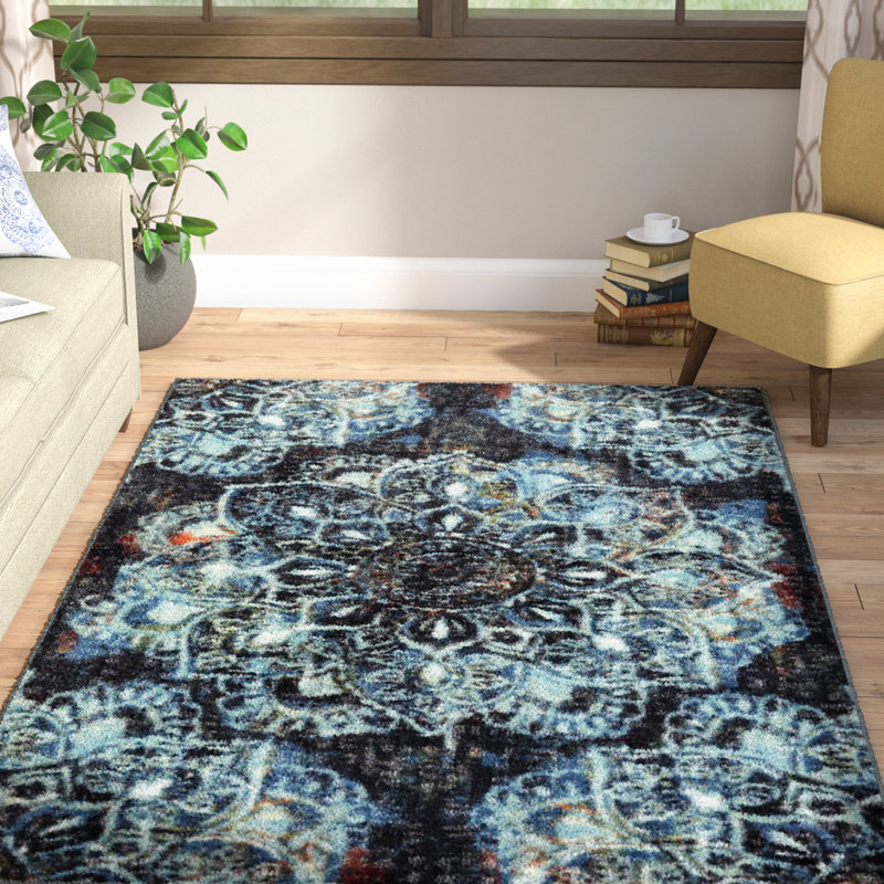 World Menagerie Fontanne Mandala Blue Black Area Rug Reviews Wayfair Fontanne Mandala Blue Black Area Rug