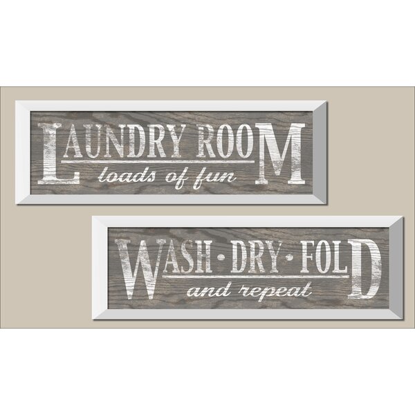 'Classic Gray Laundry Signs on Wood-panel Style Background' 2 Piece ...