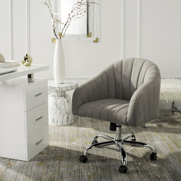Balcom Linen Swivel Mid-Back Desk Chairvelvet in Gray by Wade Logan