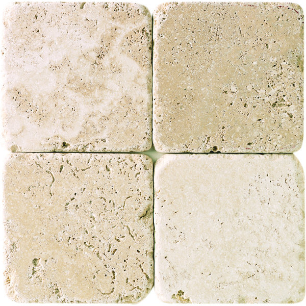 Georgia 4 x 4 Travertine Field Tile in Mediterranean Ivory by Itona Tile