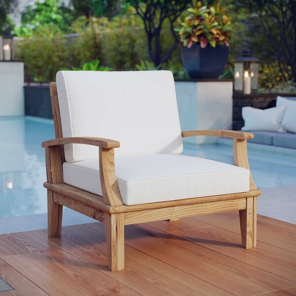 Elaina Teak Patio Chair with Cushion by Beachcrest Home