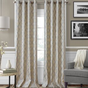 Zelda Geometric Semi-Sheer Grommet Single Curtain Panel