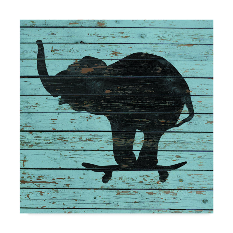 Trademark Art Elephant On Skateboard On Old Board Graphic Art Print On Wrapped Canvas Wayfair