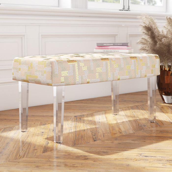 Mercer41 Zeledon Sequin Colorblock Upholstered Bench With Acrylic