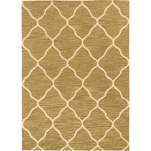Trellis Transitional Hand Tufted Dark Dull Yellow Area Rug
