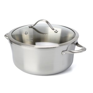 Contemporary Stainless Steel 6.5 Qt. Stock Pot with Lid
