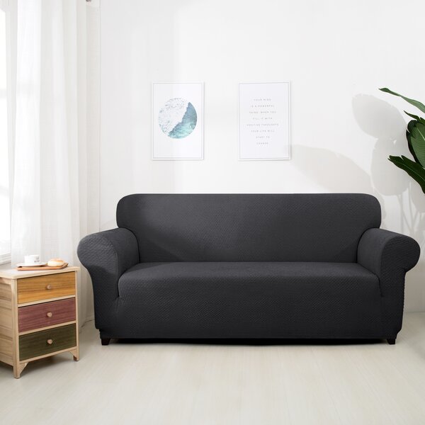 Seersucker Jacquard Box Cushion Sofa Slipcover By Winston Porter