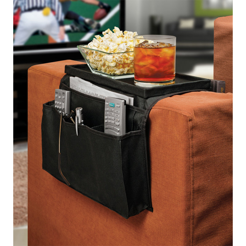 Ideas In Motion 6 Pocket Sofa Couch Arm Rest Organizer With Table