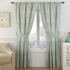 Moonlight Medallion Nature/Floral Room Darkening Thermal Rod Pocket Single Curtain Panel