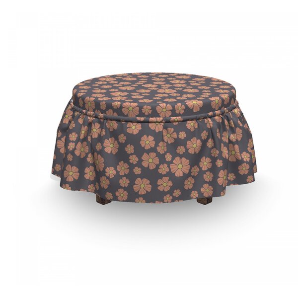 Blossoming Doodle Flowers Ottoman Slipcover (Set Of 2) By East Urban Home