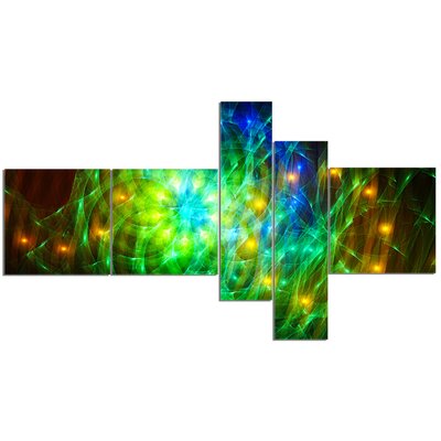 'Green Fractal Symphony of Colors' Graphic Art Print Multi-Piece Image on Canvas East Urban Home