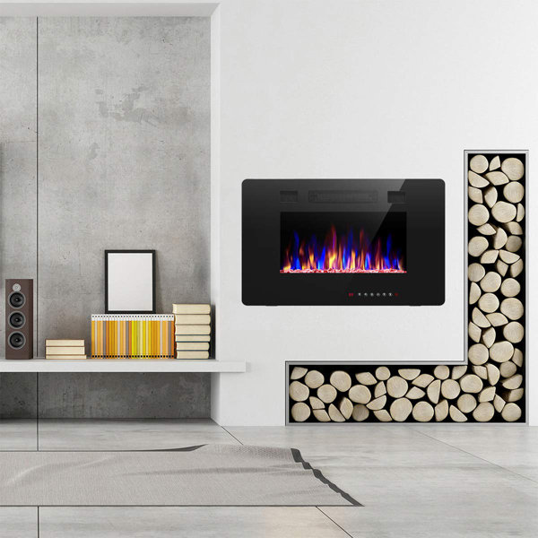 Gilsey Recessed Wall Mounted Electric Fireplace By Ebern Designs