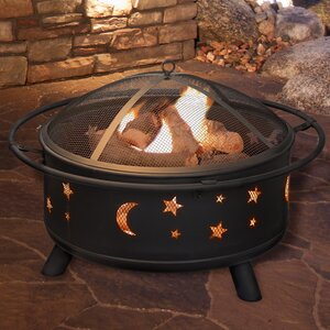 Star and Moon Steel Wood Burning Fire Pit