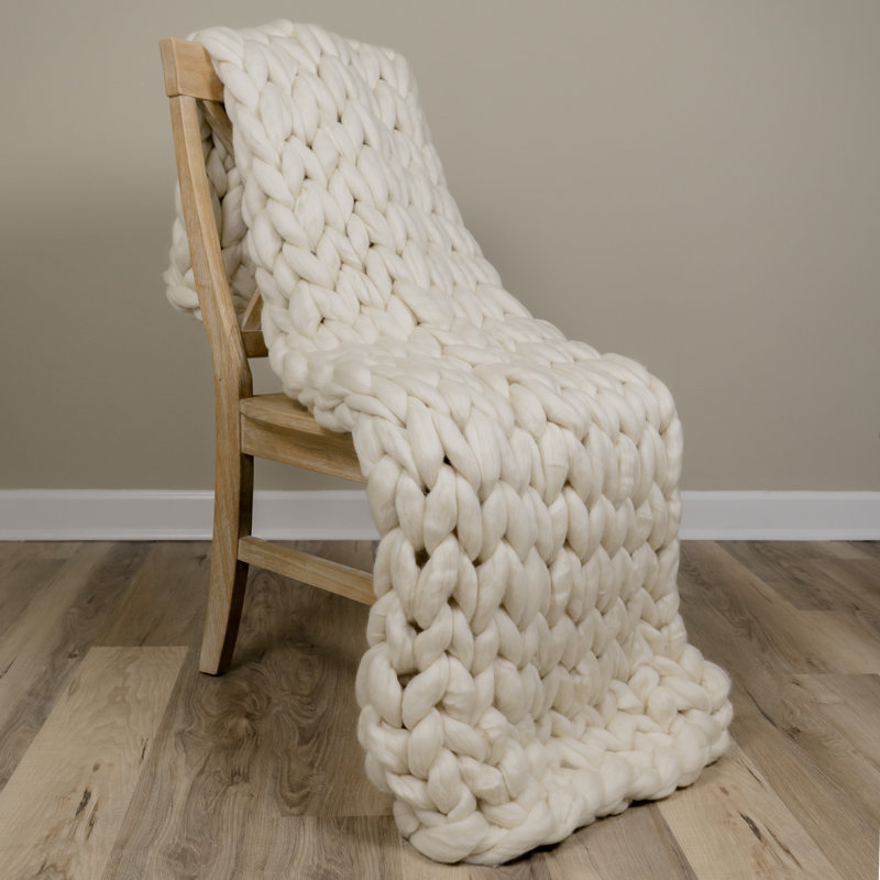 Laurel Foundry Modern Farmhouse Madeira Chunky Knit Merino Wool Throw