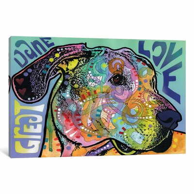 Dean Russo 'Great Dane Love' Graphic Art Print on Wrapped Canvas East Urban Home Size: 26