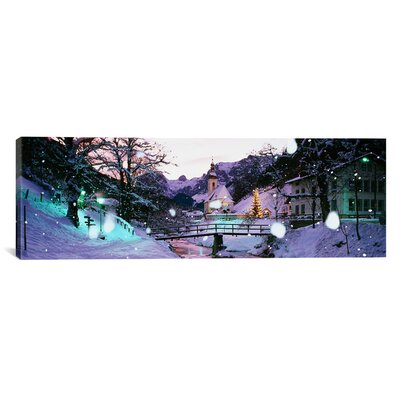 'Church on a Snow Covered Hill, Rothenburg, Bavaria, Germany' Photographic Print on Canvas East Urban Home Size: 20