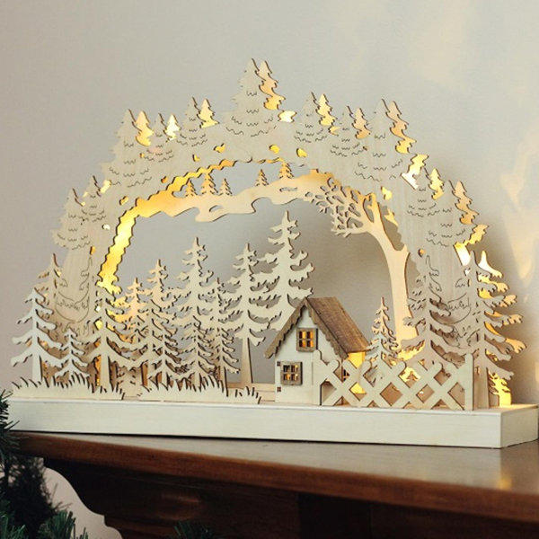 LED Lighted Forest Plank Bridge Table Top Christmas Decoration Luminary by Union Rustic