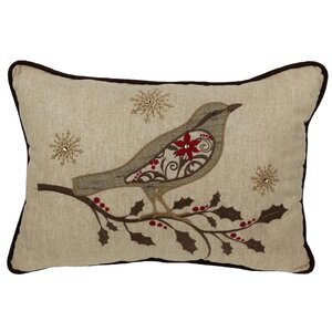 Bird on Twig Emboridery Lumbar Pillow