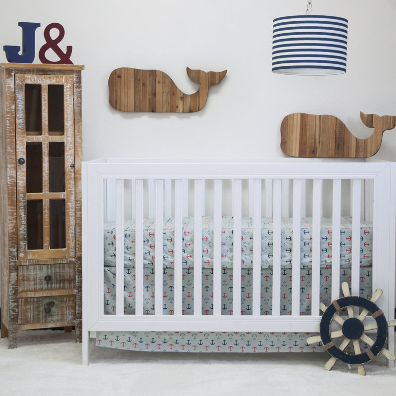 Pam Grace Creations Anchors Away Nautical Basics 2 Piece Crib Bedding