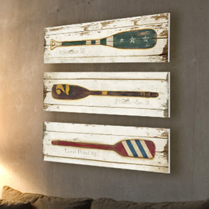 Vintage Prized Oars 3 Piece Wall Decor Set