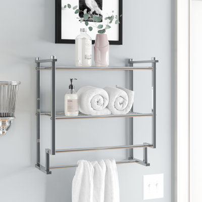 bathroom floating towel shelves