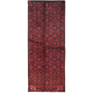 Hamadan Vintage Lamb's Wool Hand-Knotted Red Area Rug