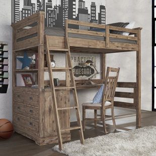 Bunk Beds Loft With Desks Wayfair Bryon Loft Twin Bed With 4 Drawer Chest