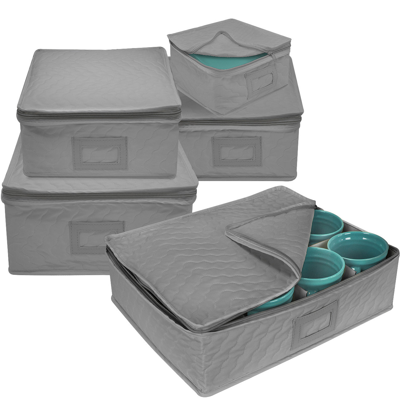 Homewear 8Piece Hudson Damask China Storage Container Set Brown