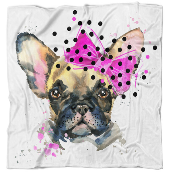 Pets Home Fleece Fabric Material: French Bulldogs /& Pugs Print Pink Children