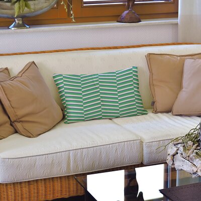 Fractured Stripes Lumbar Pillow Brayden Studio® Color: Green/Navy Blue, Size: 10