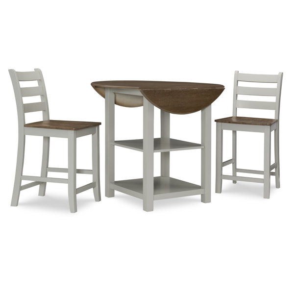 Ernbiorn 3 Piece Counter Height Drop Leaf Solid Wood Dining Set by Gracie Oaks Gracie Oaks