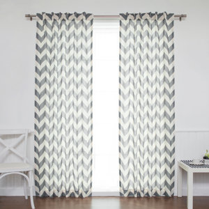Slub Chevron Sheer Rod Pocket Curtain Panels (Set of 2)