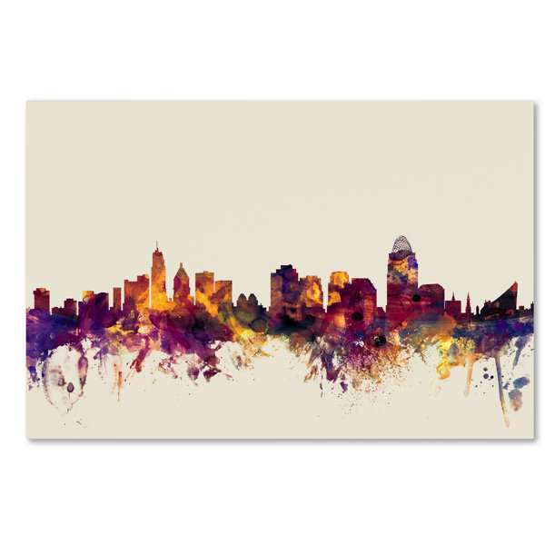 Trademark Art Cincinnati Ohio Skyline Graphic Art On Wrapped Canvas Wayfair