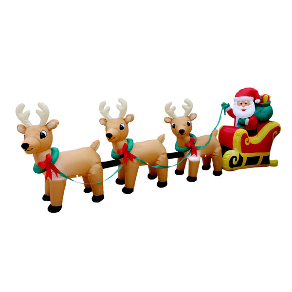 Bzb Goods Christmas Inflatable On Sleigh With Three Bzb Goods Christmas Inflatable On Sleigh With Three Reindeer Decoration Reviews Wayfair